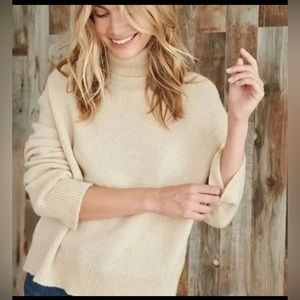 Jenni Layne Atlas Turtle Neck Sweater Merino Wool Blend  Wheat XL